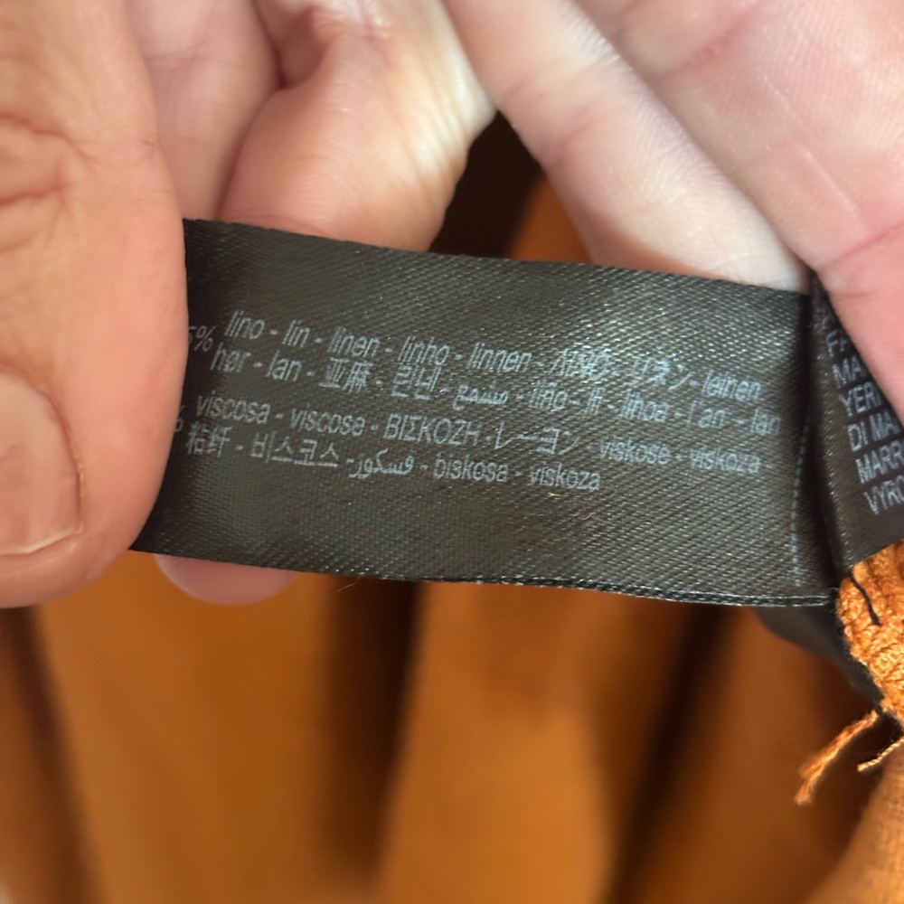 Zara burnt orange linen midi short sleeve Dress - Picture 5 of 7